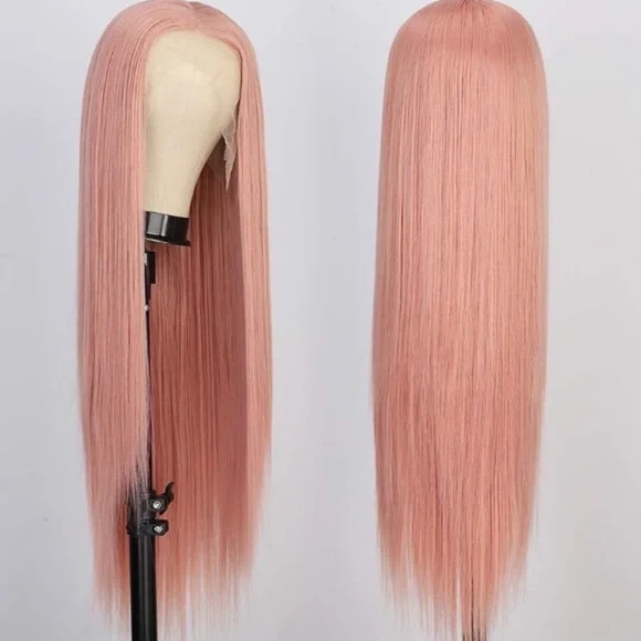 26” PINK 13x4 Long Straight Lace Front Wig NEW